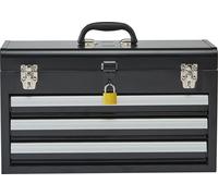 SucceBuy Boîte à outils en métal - 52,1 cm, portable, avec 3 tiroirs, intérieur en EVA, glissière à roulement à billes, verrouillage, revêtement par poudre, organisateur d'outils multifonctionnel