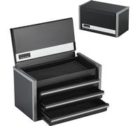SucceBuy Boîte à outils en métal - 8,6 pouces, portable, avec 3 tiroirs, acier robuste, intérieur EVA, pieds en PP, ouverture à roulement à billes, revêtement en poudre, noir