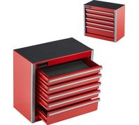 SucceBuy Boîte à outils en métal - 8,6 pouces, portable, avec 5 tiroirs, acier robuste, intérieur EVA, pieds en PP, ouverture à roulement à billes, revêtement en poudre, rouge