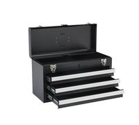 SucceBuy Boîte à outils en métal à 3 tiroirs de 20 pouces, coffre à outils noir/rouge avec doublures EVA, organisateur d'outils multifonction pour garage et atelier Black