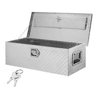 SucceBuy Boîte à outils robuste en aluminium pour lit de camion Boîte à outils avec poignée latérale Lock Keys Boîte à outils de rangement pour lit de camionnette 48x15x15 black