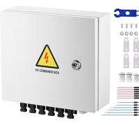 SucceBuy Boîte de combinaison PV, boîte de combinaison solaire à 6 branches, fusible de 10 A, disjoncteur de 63 A, parafoudre, connexion solaire, boîtier en acier, IP65