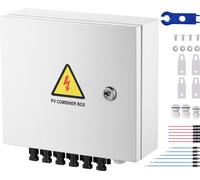 SucceBuy Boîte de combinaison PV, boîte de combinaison solaire à 6 branches, fusible de 15 A, disjoncteur de 125 A, paratonnerre, connexion solaire, boîtier en acier, IP65