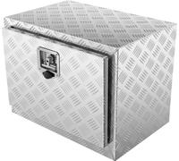 SucceBuy Boîte sous le plancher du camion, 61 x 35,6 x 40,6 cm, rangement d'outils en aluminium robuste à plaques de diamant, boîte de remorque étanche avec serrure, verrouillage par poignée en T pour