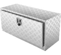 SucceBuy Boîte sous le plancher du camion, 91,4 x 43,2 x 45,7 cm, rangement robuste de plaques de diamant en aluminium, boîte à outils étanche avec serrure, verrouillage par poignée en T pour camion,