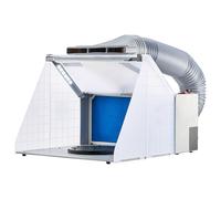 SucceBuy Cabine d'aérographe, kit portable de cabine de peinture avec lampes LED, ventilateur d'extraction, tuyau de rallonge pour modèles, art, artisanat, gâteaux, peinture amateur