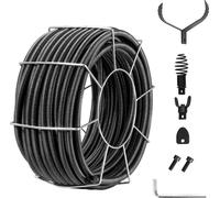 SucceBuy Câble de nettoyage de tuyaux 100 FT x 3/4 pouces, câble de nettoyage de tuyaux en acier avec âme solide et 4 coupeurs pour tuyaux de 3,9 à 7,9 pouces