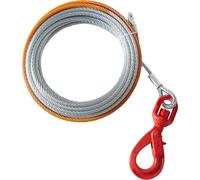 SucceBuy Câble de treuil en acier galvanisé, 3/8 pouces x 22,86 m, résistance à la rupture de 15.200 lbs, câble métallique avec crochet à émerillon, câble de remorquage haute performance pour SUV, 4x4