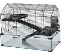 SucceBuy Cage à hamster, vision à 360°, habitat transparent, 29,5 x 17,3 x 24 pouces, spacieuse pour petits animaux domestiques, avec accessoires, aérée et portable