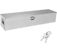 SucceBuy Caisse à outils robuste en aluminium, 121,9 x 38,1 x 38,1 cm, caisse de rangement avec plateau en diamant, poignée latérale et serrure pour pick-up, plateau de chargement, camping-car, remorq