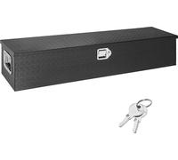 SucceBuy Caisse à outils robuste en aluminium pour le plateau de chargement, organisateur de rangement avec plaque en diamant et poignée latérale et clés de serrure pour pick-up, camping-car, remorque