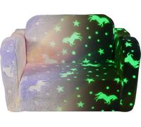 SucceBuy Canapé 2 en 1 pour jeunes enfants, canapé-lit convertible et chaise longue, chaise pour enfants, meuble de salle de jeux pour garçons et filles, arc-en-ciel