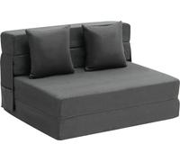 SucceBuy Canapé pliant, 3 en 1 canapé pliant avec 2 coussins et housse lavable, fauteuil-lit convertible en mousse à mémoire de forme 25D haute densité, canapé futon pour salon, chambre, gris foncé (T