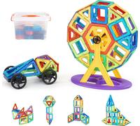 SucceBuy Carreaux magnétiques, 123 pièces pour enfants, kit avec extras, jouets MINT pour enfants de 5 ans et plus