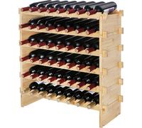 SucceBuy Casier à vin modulaire empilable pour 48 bouteilles, casier de présentation à 6 niveaux en bois de bambou