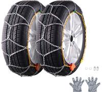 SucceBuy Chaînes à neige, acier allié au manganèse, traction d'urgence, pour voitures/pickups/SUV/camions, argent, set de 2, matériau de haute qualité, scènes de rue enneigées