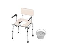 SucceBuy Chaise Percée Hauteur Réglable Sur 7 Niveaux Capacité 158,8kg Facile à Assembler