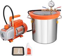 SucceBuy Chambre à vide de 3 gallons & kit de pompe de 3,5 CFM, couvercle en verre trempé Chambre de dégazage sous vide, pompe à un étage avec bouteille d'huile de 250 ml, pour la stabilisation du boi