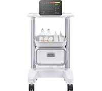 SucceBuy Chariot de laboratoire à 2 étages, chariot polyvalent avec 1 tiroir et 1 plateau supérieur, chariot médical mobile avec matériau ABS, chariot à roulettes avec 4 roues silencieuses pour labora