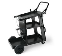 SucceBuy Chariot de soudage Chariot de soudage à 3 niveaux avec roues pivotantes Chaînes de sécurité Réservoir roulant de stockage pour machine de soudage par coupeur plasma 3-Tier Welding Cart