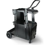 SucceBuy Chariot de soudage haute performance à 2 étages avec armoire verrouillable, capacité de charge de 265 livres, roues pivotantes à 360°, chaînes de sécurité du réservoir, pour TIG, ARC, coupage