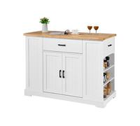 SucceBuy Chariot d'îlot de Cuisine 117,3x56,3x91cm Avec Tiroirs Et Etagères Blanc