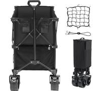 SucceBuy Chariot pliable à deux étages, chariot pliable de 400 l avec roues tout terrain, chariot pliable robuste avec une capacité de charge de 204 kg pour le camping, les courses et le jardin, rallo