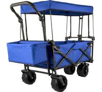 SucceBuy Chariot pliant, pliable avec capote amovible, tissu Oxford, roues surdimensionnées, poignées réglables, chariot pliant portable pour la plage, le jardin, le sport