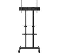 SucceBuy Chariot TV mobile, support réglable en hauteur pour téléviseur 32-70 pouces, support TV roulant avec roues, double étagère pour appareils AV, support TV portable pour chambre à coucher, salon
