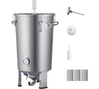 SucceBuy Chaudière en acier inoxydable 304, cuve de fermentation de bière de 8 gallons, kit de brassage à domicile avec socle, couvercle, poignée, soupape, robinet de soutirage, thermomètre pour le br