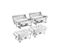 SucceBuy Chauffe-Plat 7,5L en Acier Inoxydable Nettoyage Facile 4 Pièces Argent