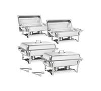 SucceBuy Chauffe-Plat Rectangulaire 8,6L Pour Banquet Fête Mariage 4 Pièces Argent