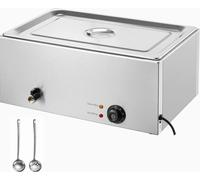 SucceBuy Chauffe-plats 18 l Bain-Marie, 1200 W, 1 casserole, table de buffet vapeur en acier inoxydable avec réglage de la température 30-80 °C, pour la gastronomie et les restaurants, argent
