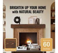 SucceBuy Cheminée, 60" x 8" x 6", supporte jusqu'à 50 lbs, cheminée en bois naturel pour au-dessus de la cheminée, étagère flottante de ferme à fixer au mur, décor fait main en brun naturel