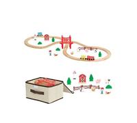 SucceBuy Circuit de train en bois Thème Ferme Campagne 39 pièces Multicolore - 3-8 Ans