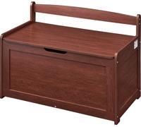 SucceBuy Coffre à jouets en bois pour enfants, grande boîte de rangement avec couvercle rabattable et charnière de sécurité, 83 x 45 x 61 cm, pour salle de jeux, chambre à coucher, salon, cerisier