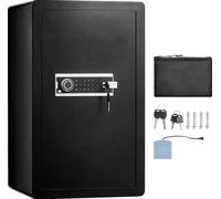 SucceBuy Coffre-fort à porte unique, 4,0 pieds cubes, serrure à clé et mot de passe, coffre-fort avec serrure et sac ignifugé, tableau des clés, lumière LED, 2 étagères et 1 armoire pour argent, bijou