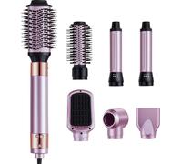 SucceBuy Coiffeur et brosse à sec, 6 en 1 Multi Air Styler, 110.000 tours/minute sèche-cheveux ionique à haute vitesse avec 2 bigoudis auto-wrap, 3 brosses et 2 buses, 4 réglages de température et 3
