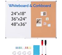 SucceBuy Combinaison Tableau Blanc & Tableau en Liège 48 "x36" avec cadre aluminium - Tableau d'affichage magnétique effaçable à sec 2 en 1 à fixer au mur - Idéal pour l'école, la maison, le bureau