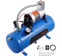 SucceBuy Compresseur d'air 12 V avec réservoir de 1,6 gallon, 120 psi, système de bord pour klaxon de train, gonflage de pneus et de matelas pneumatiques