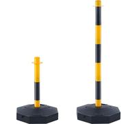 SucceBuy Cônes de signalisation réglables, pack de 4 avec socle remplissable et chaîne de 2,44 m pour réguler le trafic, avertir sur les parkings, les chantiers, les routes de précaution, jaune et noi