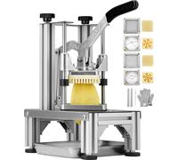 SucceBuy Coupe-frites commercial avec 4 lames de rechange, cubeur Easy 1/4" et 3/8", coupeur 6 coins et épépineur de pommes, coupeur de pommes de terre au citron avec plateau et poignée