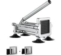 SucceBuy Coupe-frites, coupe-pommes de terre avec lames 1/2 pouce et 3/8 pouce en acier inoxydable, coupe manuelle pour pommes de terre, frites, légumes, avec ventouses