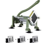 SucceBuy Coupe-frites, coupe-pommes de terre avec lames en acier inoxydable 1/2" et 3/8", hachoir manuel avec ventouses pour pommes de terre, légumes