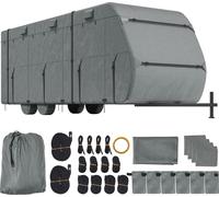 SucceBuy Couverture de caravane, 28-31 pieds de couverture de camping-car, 300D tissu Oxford, imperméable et coupe-vent, ripstop, classe A, avec sac de rangement, rustines, sangles et couvre-pneus