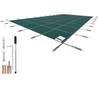 SucceBuy Couverture de sécurité pour piscine, adaptée aux piscines rectangulaires encastrées de 5,5 x 11,9 m, couverture rigide en filet avec trous de drainage, couverture de sécurité d'hiver pour pis