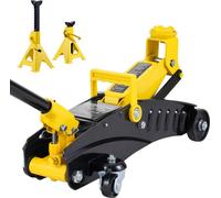 SucceBuy Cric hydraulique bas de 2 tonnes, cric Iron Racing avec béquilles, pompe de levage rapide, portée 4,6"-12,8", jaune