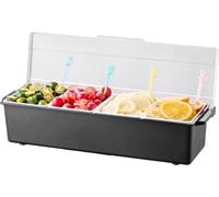 SucceBuy Distributeur d'épices réfrigéré avec 4 compartiments et couvercle, 503x165x117mm