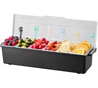SucceBuy Distributeur d'épices réfrigéré avec 6 compartiments et couvercle, 503x165x117mm