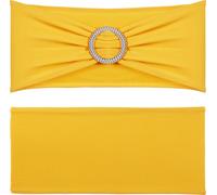 SucceBuy Écharpes de chaises en Élasthanne stretch, housses de chaises avec boucle ronde et élastiques. 50 pièces, jaune d'or, pour les mariages, les fêtes et autres décorations de chaises